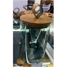 LEONORD Банка для сыпучих продуктов, ALBERO DI MARMO,1300 мл, из цветн стекла с крышкой из мраморного дерева (108285)