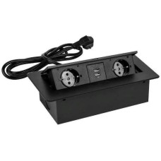 PREMIER Сетевой разветвитель PX/BL-HOR-2R-2USB-BLK 1.8м (2 розетки) черный (коробка)