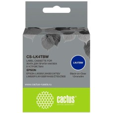 CACTUS Картридж ленточный CS-LK4TBW LK-4TBW черный на прозрачном 12x9 для Epson LW300/LW400/LW700/LW600P/LW1000P/K400/Z700/Z900