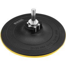 DENZEL Тарелка опорная для дрели и УШМ с липучкой, 125 мм, твердая, с адаптером c М14 на d8 76254