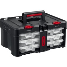 KETER STACKNROLL, 481 х 332 х 233 мм, (19″), пластиковый ящик с 3 органайзерами и 18 ячейками (38406)