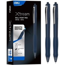 DELI Ручка шариков. автоматическая Xtream EQ48-BL d=0.7мм син. черн. кругл. резин. манжета