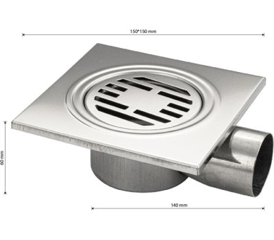 Трап САНАКС 00023 Трап из нержавеющей стали 150х150 горизонтальный (2)