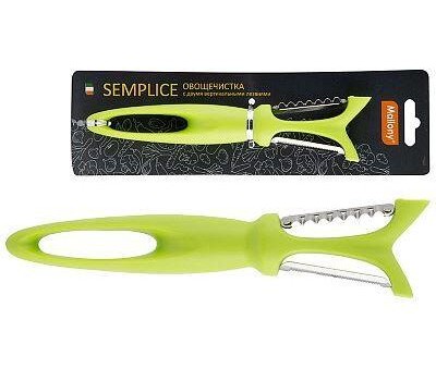 Овощечистка MALLONY Овощечистка SEMPLICE, р-р 18*4,3*2,4 см, с двумя вертикальными лезвиями, пластиковой ручкой