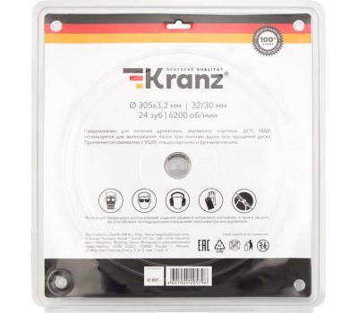 Диск пильный KRANZ (KR-92-0134) Диск пильный 305 мм х 24 зуб х 32/30 мм