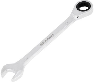 Клююч трещоточный REXANT (12-5812-1) Ключ комбинированный трещоточный 17мм, CrV, зеркальный хром