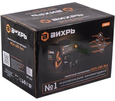 ВИХРЬ Сварочный полуавтомат ИСА-180 3в1 инвертор FLUX, MMA,TIG-Lift 4.8кВт