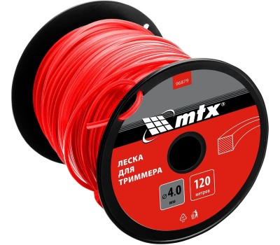 Леска для триммера MTX Леска для триммера квадрат 4,0 мм х 120 м, на катушке 96879