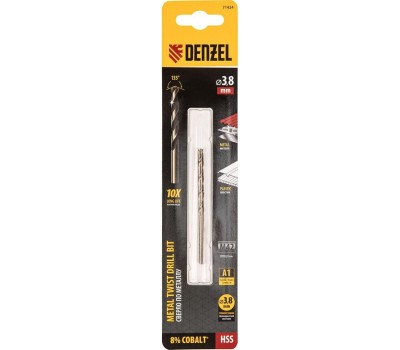 Сверло DENZEL Сверло по металлу, 3,8 мм, HSS Co-8%// 71424