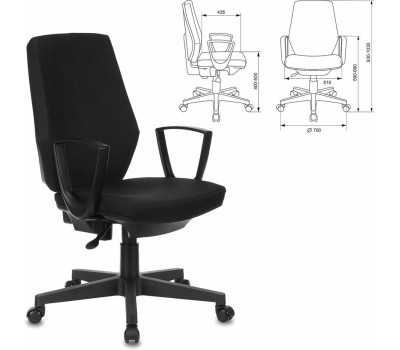 Кресло компьютерное БЮРОКРАТ Кресло CH-545, ткань, до 120кг, пружинно-винтовой, черный