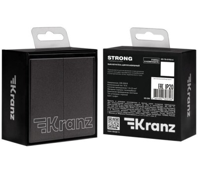 KRANZ Выключатель STRONG 2 кл 10А с/у графит