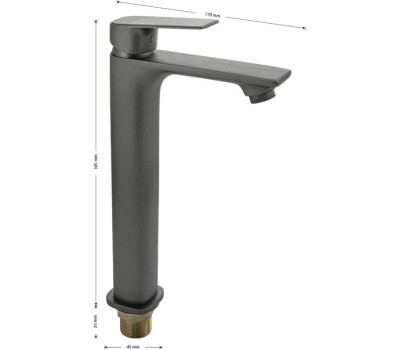 МАГНУС - Смеситель на раковину ВЫСОКИЙ, литой корпус, цвет графит 8402