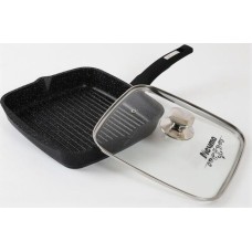 Сковорода МЕЧТА С68802 Гранит black 28*28см с несъемной ручкой и стекл. Крышкой