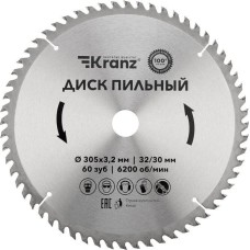 Диск пильный KRANZ (KR-92-0135) Диск пильный 305 мм х 60 зуб х 32/30 мм