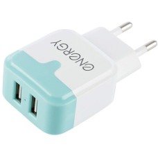 ENERGY Сетевое зарядное устройство ET-33, 2 USB разъёма, 2,1А, цвет - белый (104291)