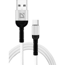 Кабель DEFENDER (87103WHI) USB кабель F167 TypeC 1м, 2.4А, ткань, пакет