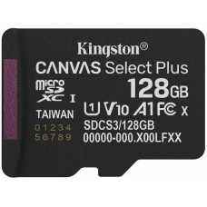 Карта памяти KINGSTON Карта памяти microSDXC UHS-I U1 Canvas Select Plus 128 ГБ, 100 МБ/с, Class 10, SDCS3/128GBSP, 1 шт., без адаптера