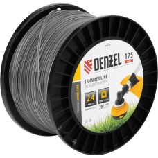 Леска для триммера DENZEL Леска для триммера двухкомпонентная квадрат, 2,4мм х 175м, на DIN катушке EXTRA CORD 96818