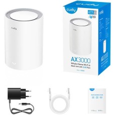 CUDY Бесшовный Mesh роутер M3000, Wi-Fi 6, AX3000, 2.4/5ГГц, 1 LAN, белый [m3000(1-pack) white]