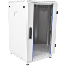 ЦМО Шкаф коммутационный (ШТК-М-18.6.6-1ААА) напольный 18U 600x600мм пер.дв.стекл задн.дв.стал.лист 2 бок.пан. направл.под закл.гайки 270кг серый 455мм 48.6кг 180град. 960мм