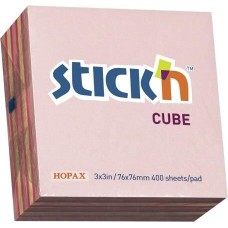 STICK`N Блок самоклеящийся бумажный 21341 76x76мм 400лист. 70г/м2 неон+пастель розовый 3цв.в упак