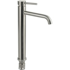 МАГНУС - Смеситель на раковину ВЫСОКИЙ, матовый литой корпус, изогнутый излив, из нержавеющей стали марки 304 9143