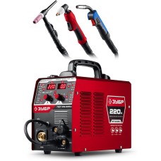ЗУБР MIG & CUT 5-в-1, MIG / MAG, PLASMA CUT, FCAW, MMA, TIG, 220 А, полуавтомат сварочный, с газом / без газа, горелка ПСГ-220 (ПСГ-М9-220-Р)