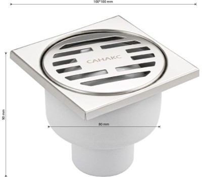 Трап САНАКС тр00014 Трап пластиковый 100х100 вертикальный нержавейки