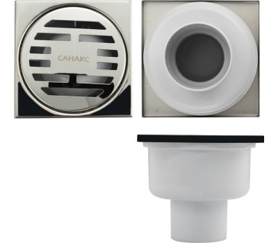 Трап САНАКС тр00014 Трап пластиковый 100х100 вертикальный нержавейки