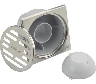 Трап САНАКС тр00014 Трап пластиковый 100х100 вертикальный нержавейки