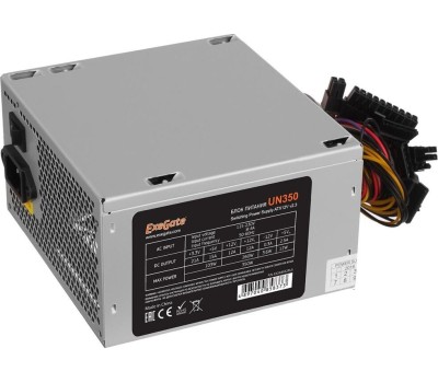 Блок питания EXEGATE 350W UN350, ATX, 12cm fan, 24p+4p, 3*SATA, 2*IDE, FDD (EX244552RUS)