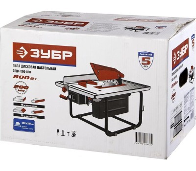 Пила ЗУБР ЗПДС-200-800 Пила дисковая настольная 800 Вт, 2950 об/мин, 200 мм