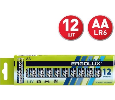 Элементы питания ERGOLUX (11749) LR6 Alkaline BP-12