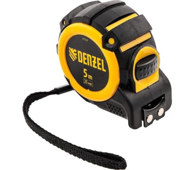 Рулетка DENZEL Рулетка 5м х 19мм, автоматич. фиксац., нейлон. покрытие, магнит. зацеп, двухстор. разметка 31521