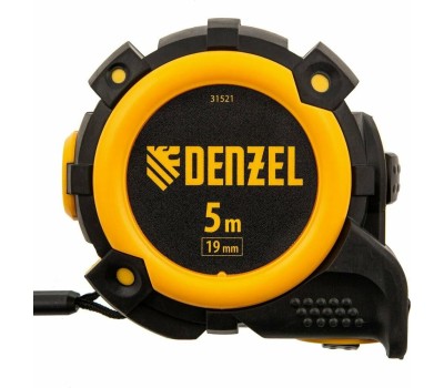 Рулетка DENZEL Рулетка 5м х 19мм, автоматич. фиксац., нейлон. покрытие, магнит. зацеп, двухстор. разметка 31521