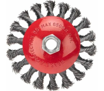 Щетка коническая KRANZ (KR-91-1202) Щетка коническая для УШМ, крученая стальная проволока, 115мм, М14