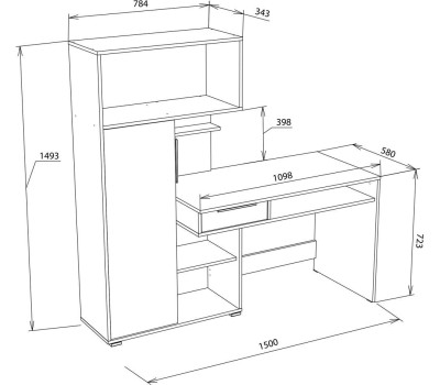 Стол НК-МЕБЕЛЬ КВАДРО стол письменный Дуб Вотан/Графит 74264629 (3 кор.)