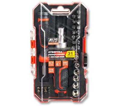 Отвертка AVS TOOLS ORS31 реверсивная с насадками (31 предмет)