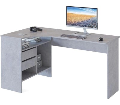 СОКОЛ Стол для компьютера СПм-25 Л столешница ЛДСП бетон 145x74x81см (00-00011530)