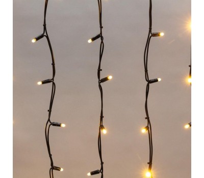 NEON-NIGHT Гирлянда светодиодная Бахрома (Айсикл) 4,0х0,6м 128 LED ТЕПЛЫЙ БЕЛЫЙ черный каучук 2,3мм IP67 постоянное свечение 230В нужен блок 315-000