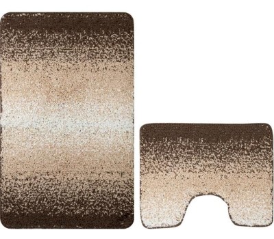 САНАКС - Коврик в ванную ШАГГИ двойной, КОРИЧНЕВЫЙ, ПЕРЕХОД, 60х100 + 50х60 см, 100% полиэстер 00152