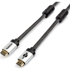 Кабель HDM ATCOM (AT3780) Кабель HDMI 1 M (HIGH SPEED, METAL GOLD, в чулке, в пакете)