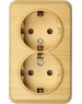 Розетка SMARTBUY (SBE-03lw-16-S2-Z) Юпитер, 2-местная, светлое дерево