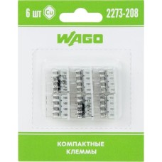 Электроустановочные изделия WAGO (07-5135-06) СЕРИЯ 2273-208 КОМПАКТНАЯ 8-ПРОВОДНАЯ КЛЕММА, 6 ШТУК