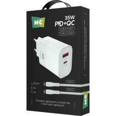 СЗУ MORE CHOICE (4620202555618) NC82a 1USB+1Type-C 3.0A PD 35W+QC3.0 для Type-C Type-C White