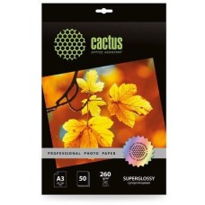 Фотобумага CACTUS Фотобумага Prof, A3, для струйной печати, 50л, 260г/м2, белый, покрытие глянцевое [cs-hga326050]