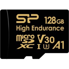 SILICON POWER Карта памяти microSDXC UHS-I U3 High Endurance 128 ГБ, 100 МБ/с, Class 10, SP128GBSTXDV3V1HSP, 1 шт., с адаптером