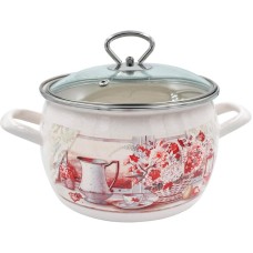 Кастрюля ЛЫСЬВЕНСКИЕ ЭМАЛИ Кастрюля эмал сфер 5,0л Летний этюд стекл/кр