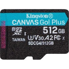 Карта памяти KINGSTON Карта памяти microSDXC UHS-I U3 Canvas Go Plus 512 ГБ, 200 МБ/с, Class 10, SDCG4/512GBSP, 1 шт., без адаптера