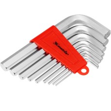 Набор ключей MATRIX Набор ключей имбусовых HEX, 2-12 мм, CrV, 9 шт, короткие с сатинированным покрытием 12301